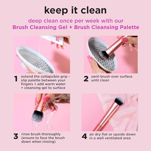 Real Techniques, Everyday Essentials, Set de Brochas de Maquillaje con Esponjas Multifuncionales, Kit de Accesorios Esenciales, Juego de Brochas para Maquillar Ojos, Mejillas y Rostro, 6 piezas