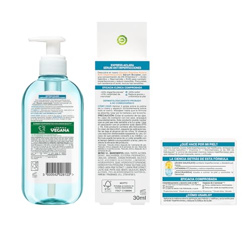 Kit Garnier Express Anti Imperfecciones para piel grasa con Ácido Salicílico + Vitamina C: Gel Limpiador Facial + Serum anti acne + Crema Facial Hidratante Matificante en Gel