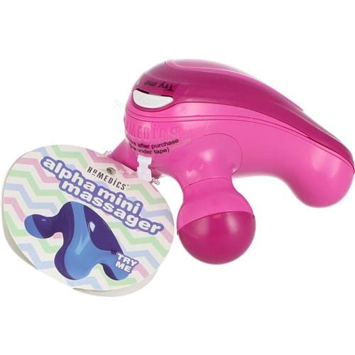 HoMedics Alpha Mini masajeador de mano, masajeador eléctrico vibrante con agarre cómodo, baterías incluidas, varios colores