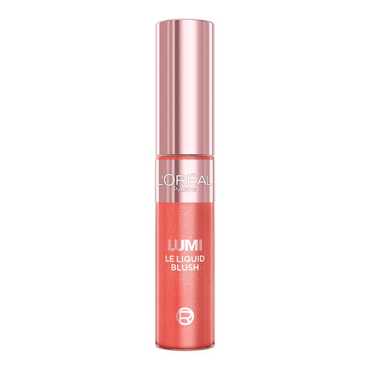 L'Oréal Paris Lumi Blush, rubor líquido para mejillas acabado glowy luminoso, tono Coral Glow,11ml