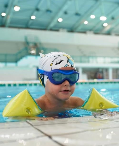 ARENA - Máscara de natación unisex para niños y niñas de 2 a 5 años, lente antivaho, sin espejo, correa fácil de usar, vista amplia y ajuste cómodo, rosa/gris/rosa