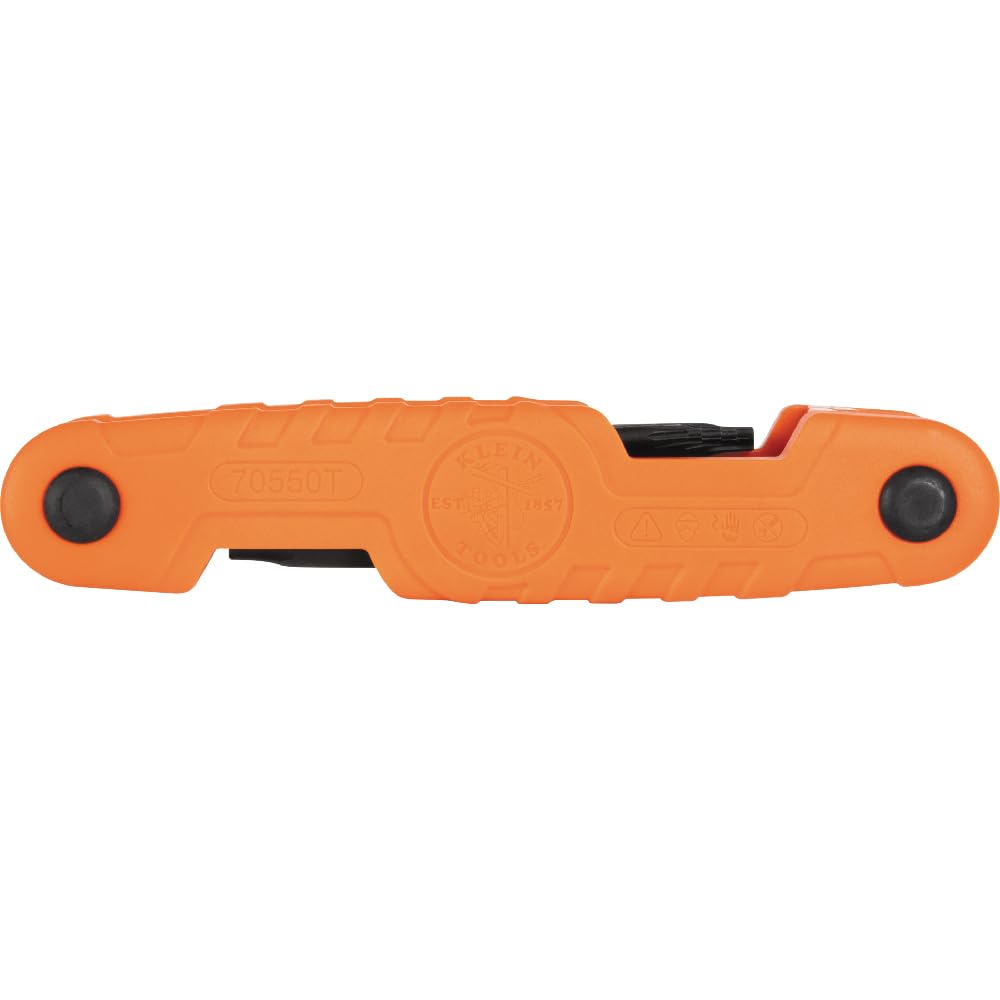 Klein Tools 70550T Pro Juego de llaves hexagonales plegables de 10 llaves Torx tamaños T6 a T40, acero de aleación tratado térmicamente, cuchillas de alto apalancamiento