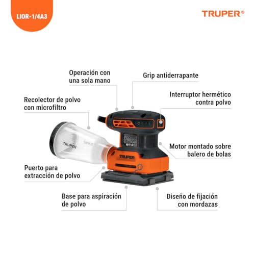 Lijadora Orbital Truper LIOR-1/4A3 240W Profesional