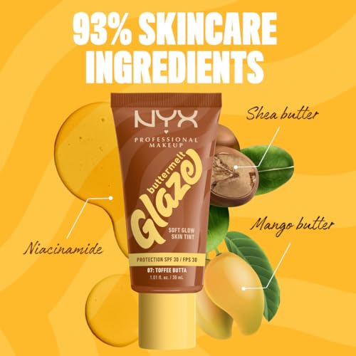 Tinta de Maquillaje Glaze Tint con SPF 30 de Nyx Professional Makeup, Tono Toffee Butta (Café)