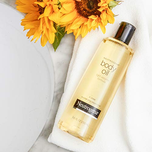 Neutrogena Lightweight Body Oil For Dry Skin, Sheer Moisturizer In Light Sesame Formula, 8.5 Fl. Oz