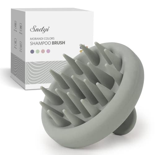Sndyi Cepillo Champú Masajeador del Cuero Cabelludo de Silicona, Cepillo Exfoliante del Cuero Cabelludo para la Eliminación de la Caspa, Cepillo para el Crecimiento del Cabello (Verde Oliva)