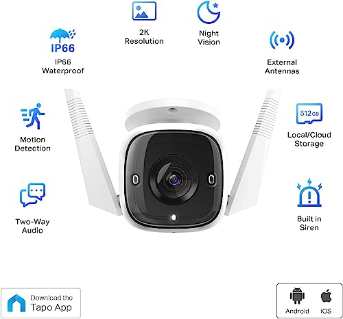 Cámara de Seguridad Wi-Fi TP-Link Tapo C310 Blanca con Alarma de Luz y Sonido para Exteriores con Visión Nocturna