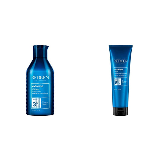 Redken Shampoo para Reparar el Cabello Danado y Procesado 300 Ml, Extreme, 0.75 pounds, 300 mililitro, 1 + Mascarilla para Reparar el Cabello Danado y Procesado 250 Ml, 0.5 pounds, 250 mililitro, 1