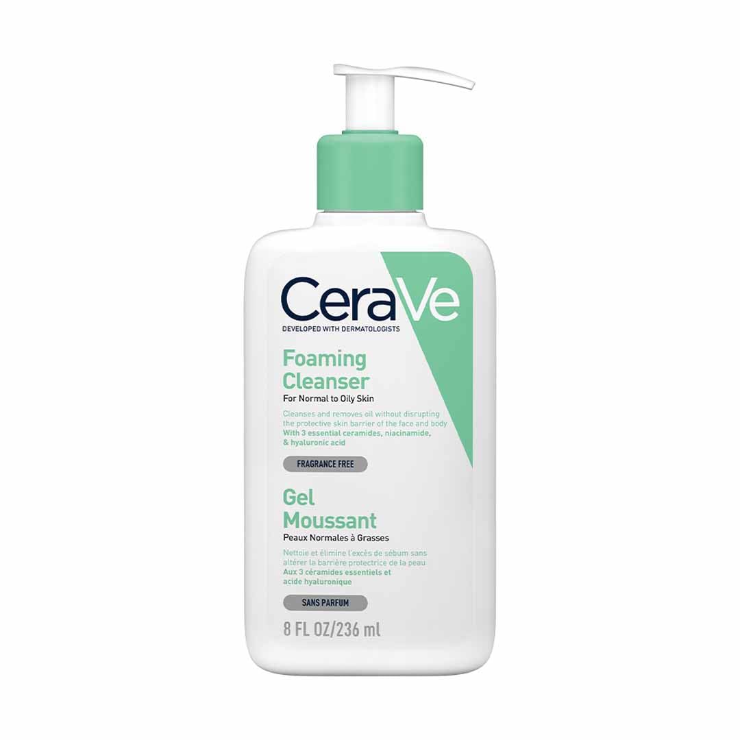 CeraVe Gel Limpiador Espumoso |237ml| Limpiador diario para piel mixta grasa o con acné + Loción Hidratante |237ml| Loción hidratante para rostro y cuerpo para piel seca