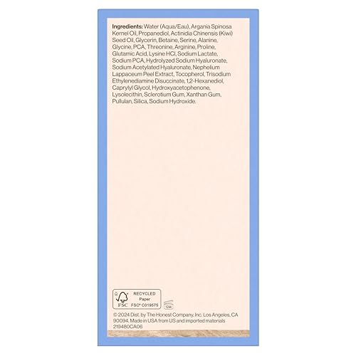 Honest Beauty Stay Hydrated Hyaluronic Acid + NMF Serum with 3 Types of Hyaluronic Acid | EWG Certified + Dermatologist Tested | Vegan + Cruelty Free | 30 mL