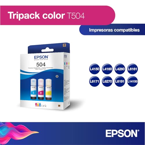Botellas de Tinta Epson Ecofit Cian Magenta Amarillo T504 3 Unidades
