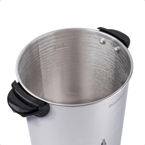 DAEWOO Cafetera eléctrica DCP-6L-40 con cap. 6L de acero inoxidable, tapa con asas y dispensador antigoteo con potencia de 1000W