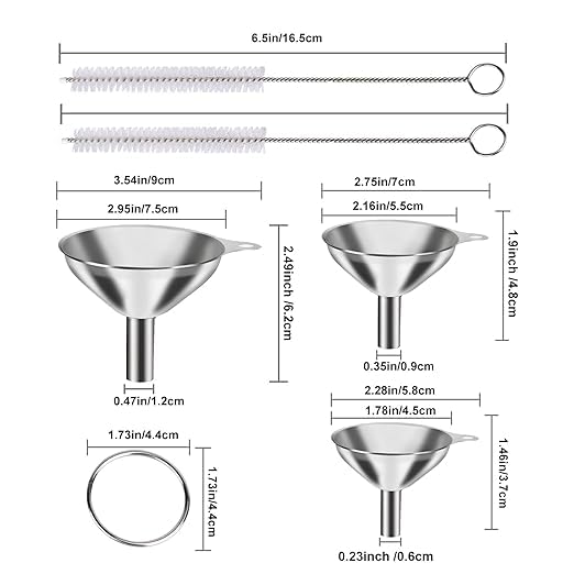 Juego de Embudos U Chef Acero Inoxidable con Cepillos para Cocina y Botellas