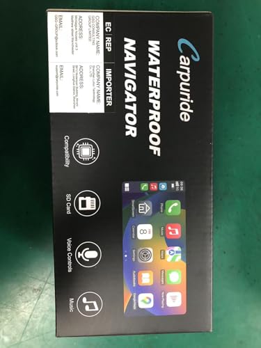 Carpuride W603D - visualización GPS Carplay para motocicleta, inalámbrica CarPlay y Android Auto para Moto, con cámaras duales HD 1080P, control remoto, visualización táctil impermeable de 6.3