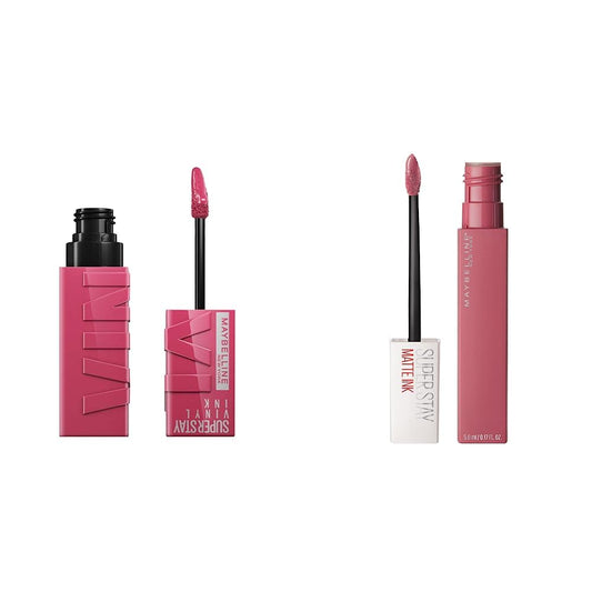 Labial líquido brillante Maybelline Super Stay Vinyl Ink Coy + Labial Liquido Matte Larga Duracion Superstay, Matte Ink 15 Lover, 5 g