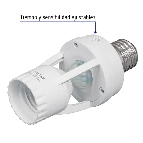 Portalámpara Volteck Blanco con Sensor de Movimiento