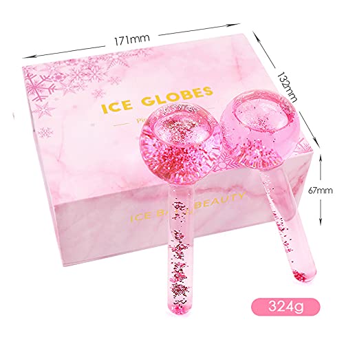 Juego de bolas de hielo para rostros fríos, bolas de hielo para rostros fríos, bolas de refrigeración para rostro, bolas mágicas para rutinas de belleza diarias en el hogar, spa, juego de 2 bolas de hielo de cara fría (rosa)