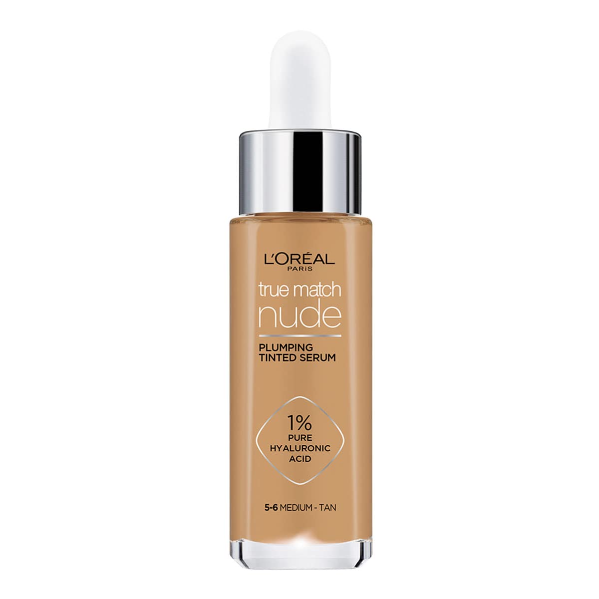 L'Oréal Paris sérum rellenador con color y ácido hialurónico True Match, Tono 5-6 Medium Tan, 30ml