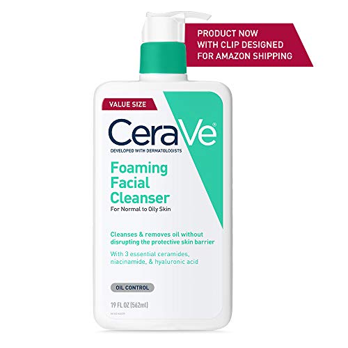 CeraVe - Limpiador facial espumoso, 19 onzas líquidas, limpiador facial diario para piel grasa, sin fragancia