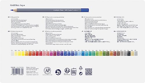 Faber-Castell Colores Goldfaber para Arte con 36 colores elaborados con excelente resistencia a la luz y a caídas, son ideales para artistas profesionales y aficionados que buscan proyectos creativos