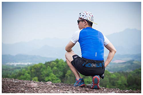 Aonijie - Cinturón de correr con botella de agua de 250 ml, 3 bolsillos, para maratón, escalada, ciclismo, entrenamiento, fitness, soporte para teléfono celular (Negro, L-XL)