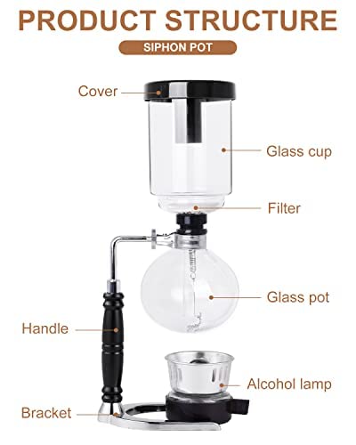 Cafetera de Sifón YUCHENGTECH Vidrio de Mesa 5 Tazas 600 ml