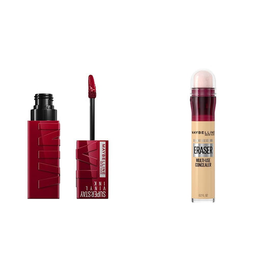 Labial líquido brillante Maybelline Super Stay Vinyl Ink Royal + Corrector de Maquillaje Instant Age Rewind, Neutralizer, 6 ml