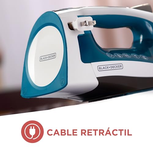 BLACK+DECKER Plancha de Vapor Smart Steam con Suela de Cerámica y Cable Retáctil, ICR1924