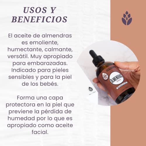 LilaLavanda - Aceite de Almendras Dulces 100% Puro y Prensado en Frío | Sin Fragancia, Ideal para Masajes y Aromaterapia | Portador de Aceites Esenciales | 118 ml