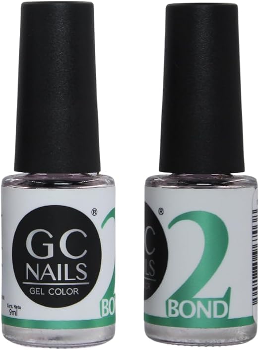 Gc Nails Gel Nails Set de Esmaltes para Aplicación Completa Base Top Gel Bond 1 Deshidratador Bond 2 Adherente y 3 Rubbers Transparente Rosa y Rojo para Uñas Acrílicas o Gelish