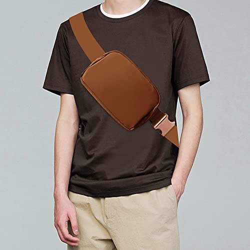 Cangurera Deportiva, Riñoneras Deportiva con Tela Impermeable de Amplia Capacidad, Bolsas de Crossbody Cinturón de Viaje de Seguridad para Pasaporte, Efectivo y Tarjetas,Cinturón Ajustable (Marrón)