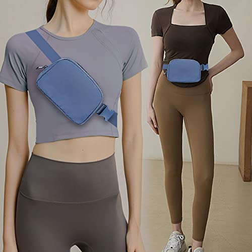 Cangurera Deportiva, Riñoneras Deportiva con Tela Impermeable de Amplia Capacidad, Bolsas de Crossbody Cinturón de Viaje de Seguridad para Pasaporte, Efectivo y Tarjetas,Cinturón Ajustable (Azul)