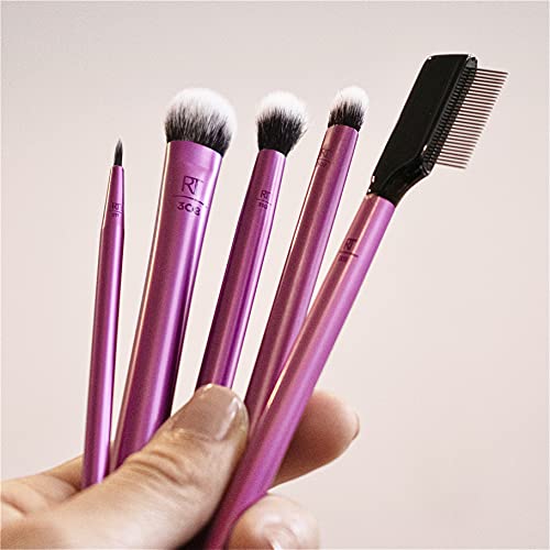 REAL TECHNIQUES, Kit de Brochas de Maquillaje para Ojos, Enhanced Eye Set, Incluye 5 Brochas + Taza para Brochas, Calidad Profesional
