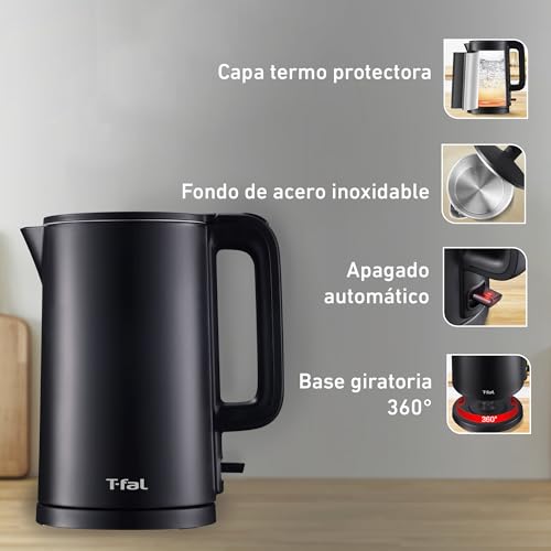 Hervidor Eléctrico T-fal Negro 1.5 L Seguro al Tacto con Potencia de 1350 W y Base 360°