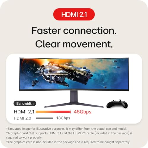 LG-Monitor Curvo para Juegos Ultragear 45GR65DC-B de 45 Pulgadas, 32:9, QHD, 200 Hz, 1 ms, Pantalla UltraWide, AMD FreeSync Premium Pro, VESA DisplayHDR 600, HDMI 2.1 x2, DP UB