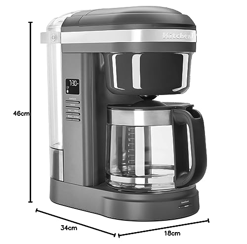 KitchenAid KCM1208DG Spiral Showerhead 12 Cup Drip Coffee Maker, Matte Charcoal Grey