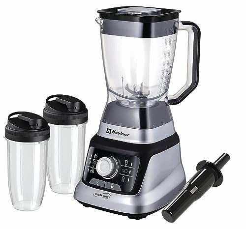 Koblenz Licuadora Profesional LKM-9610, Tecnología Reversible, 1400W, 2L Vaso Tritán +2 Vasos Personales 900ml, Perilla de Velocidad Ajustable, 6 Programas Automáticos, Sistema Metálico, Plateado