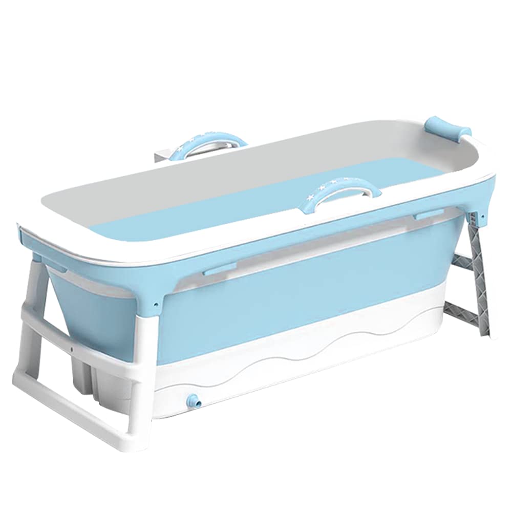LURKO Tina de Baño Adulto 1.5 m, Plegable con Doble Drenaje y 2 Cojines