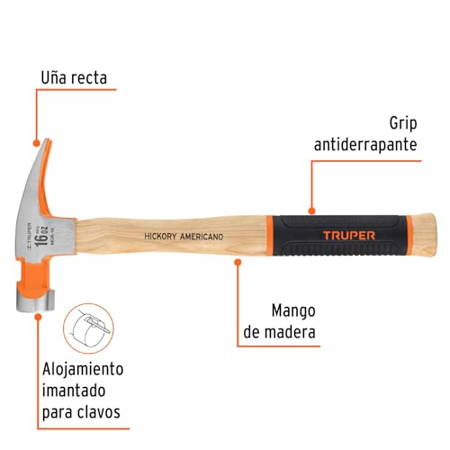 Martillo Truper Pulido uña Recta 16 oz