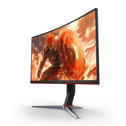 AOC C27G2Z Monitor de juego ultra rápido sin marco curvo de 27 pulgadas, FHD 1080p, 0,5 ms 240 Hz, FreeSync, HDMI/DP/VGA, altura ajustable, 3 años de garantía de píxeles muertos