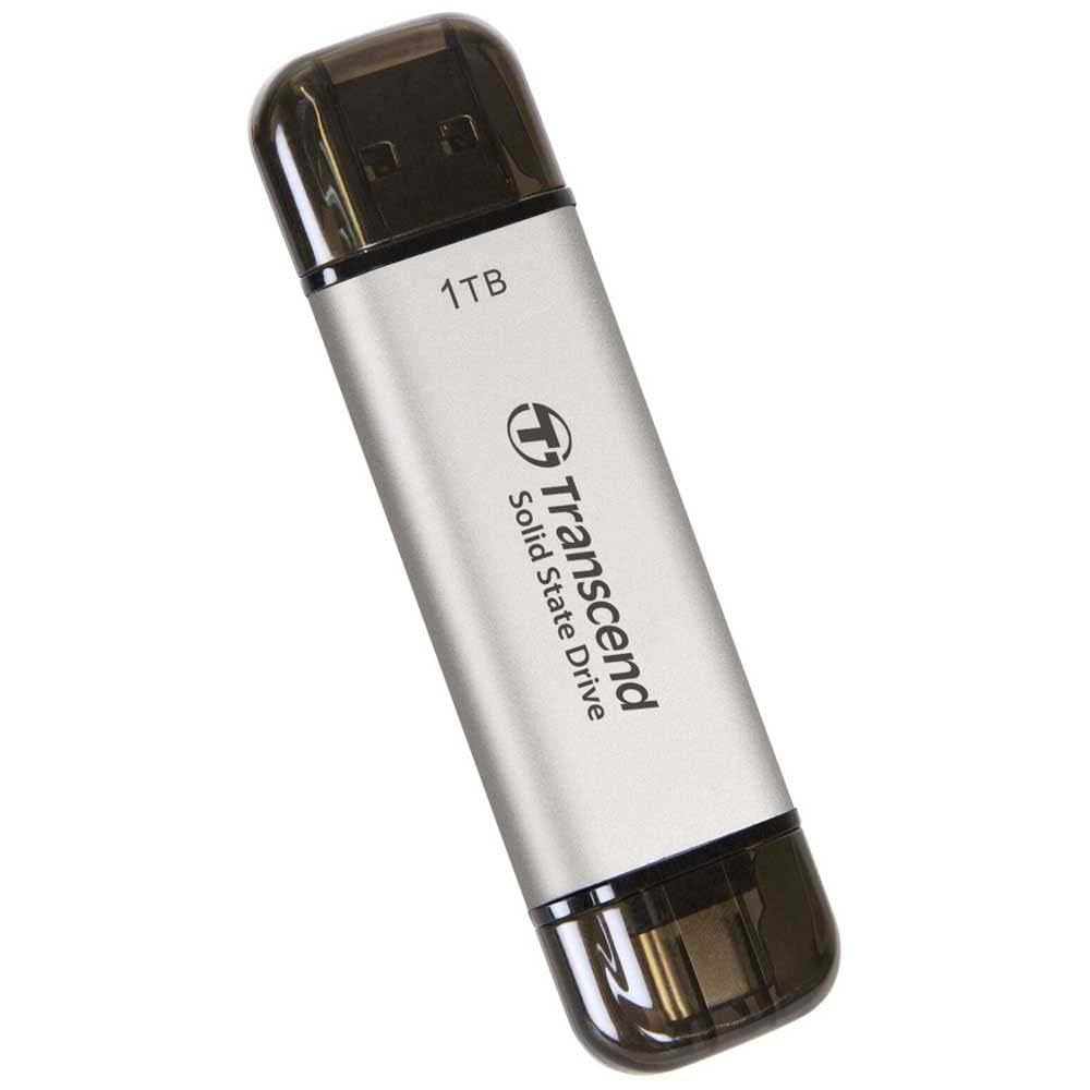 Disco Duro SSD Portátil Transcend 1TB Negro USB 3.2 Gen 2 2-in-1 Type C y A para Windows y Mac