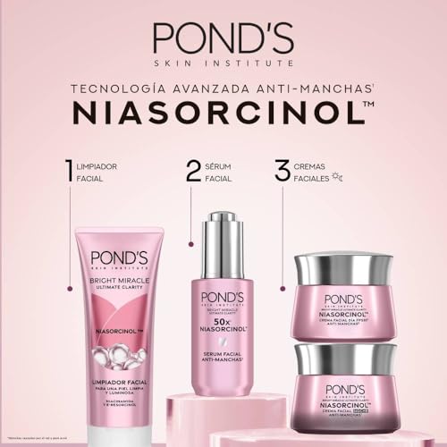 POND'S Crema Facial Antimanchas* Día Bright Miracle Ultimate Clarity con Niasorcinol y FPS 30**, uso de día para una piel luminosa y tono uniforme 50 g