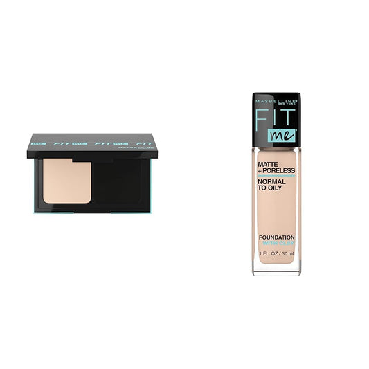 FIT ME POWDER FOUNDATION 120 CLASSIC IVORY + Base de Maquillaje Fit Me Matte, 120 Classic Ivory