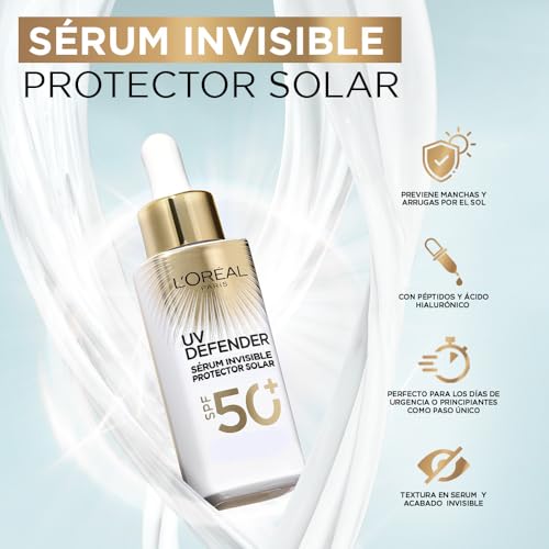 L'Oréal Paris Sérum Protector Solar Invisible FPS 50+ anti-manchas y lineas de expresión, 30ml