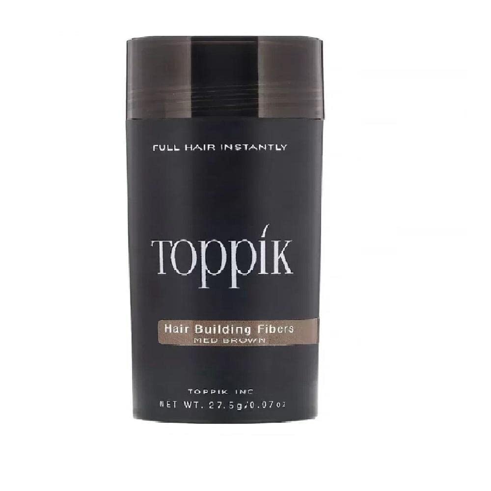TOPPIK - Fibras para construcción de cabello, fibras capilares densificantes, castaño medio, 10 g