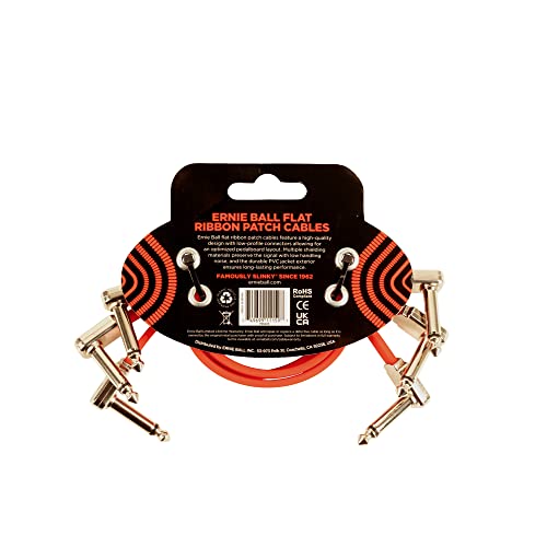 Cable de Interconexión Ernie Ball Rojo 12” Flat Ribbon Paquete de 3