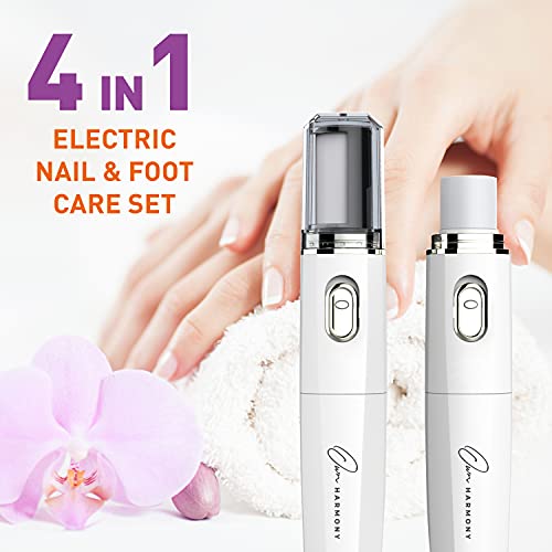 Electric Nail File System & Callus Remover (4 in 1) Best Pedi Tools to Polish Nails - Perfect Manicure & Pedicure Care Set - Professional Electronic Filer and Buffer - Salon Products Beauty Supplies