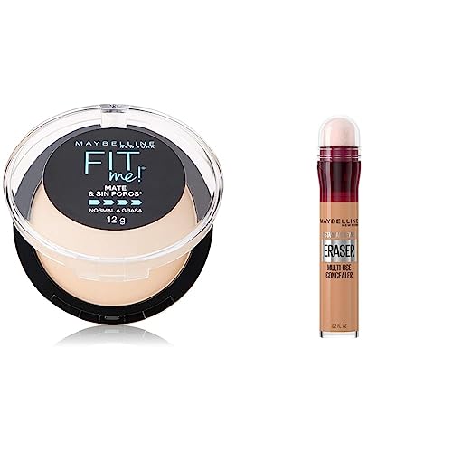 Maybelline Super Natural Polvo Compacto Matte, 220 Nat Beige, 12 gr + Corrector de Maquillaje Instant Age Rewind, Medium, 6 ml