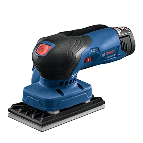 BOSCH GSS12V-40N Lijadora de acabado orbital sin escobillas de 12 V Max con bolsa para polvo, 1/4 y 1/3 hoja (herramienta desnuda)