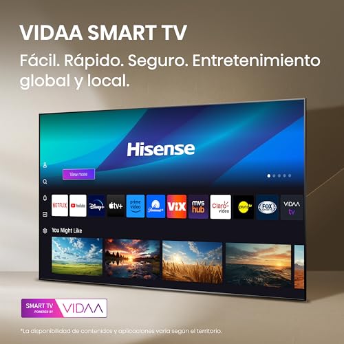 Hisense Television A5N Pantalla 55 Pulgadas, Smart Vidaa TV UHD 4K,Control Remoto por Voz con Alexa, Dolby Vision, Amplia Gama de Colores, Modo de Juego Plus, ALLM